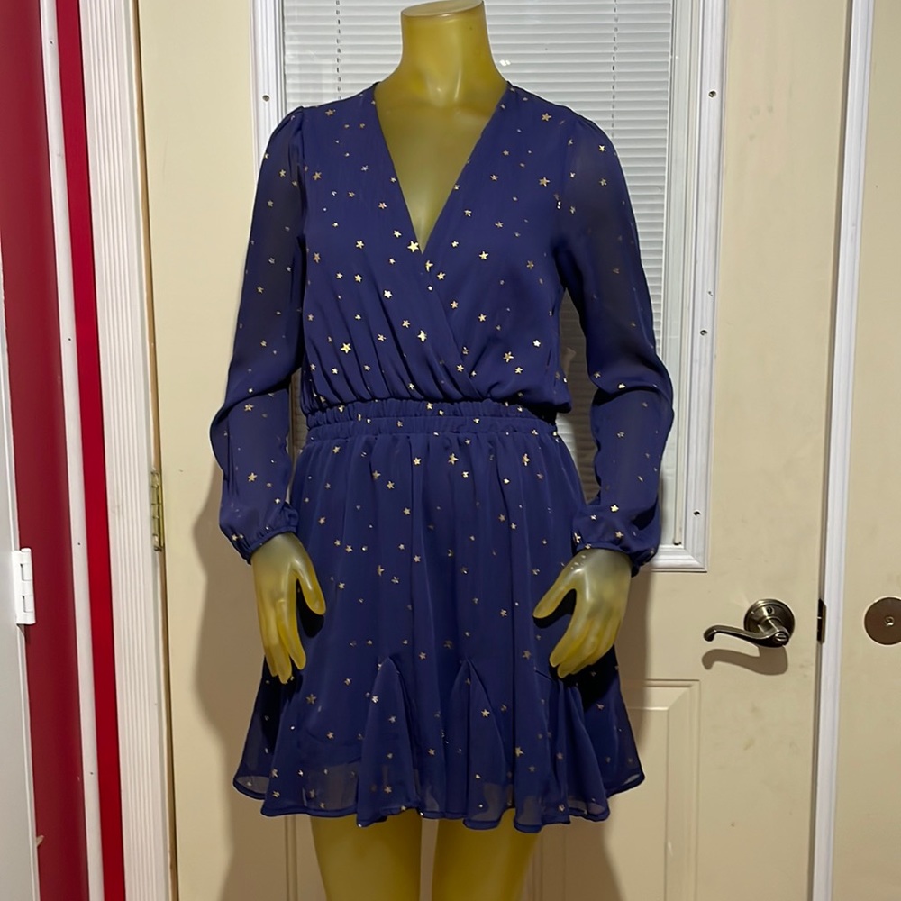 Altar'd State Blue and Gold Star Mini Dress